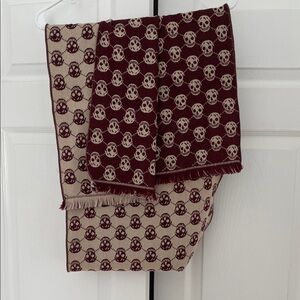 Alexander McQueen Burgundy and Beige Skull Scarf
